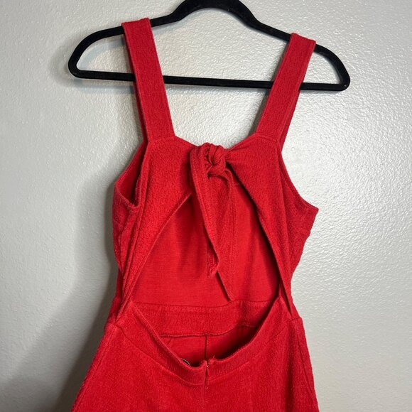 Madewell Texture & Thread Apron Bow-Back Jumpsuit Size 2 Crop Wide Leg - Picture 9 of 10